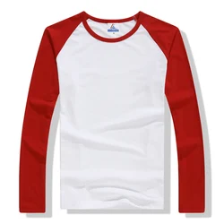 Spring and Autumn High Quality Fashion Men's 210g Raglan Long Sleeve Solid Color Blank Round Neck T-Shirt Versatile Bottoming Sh