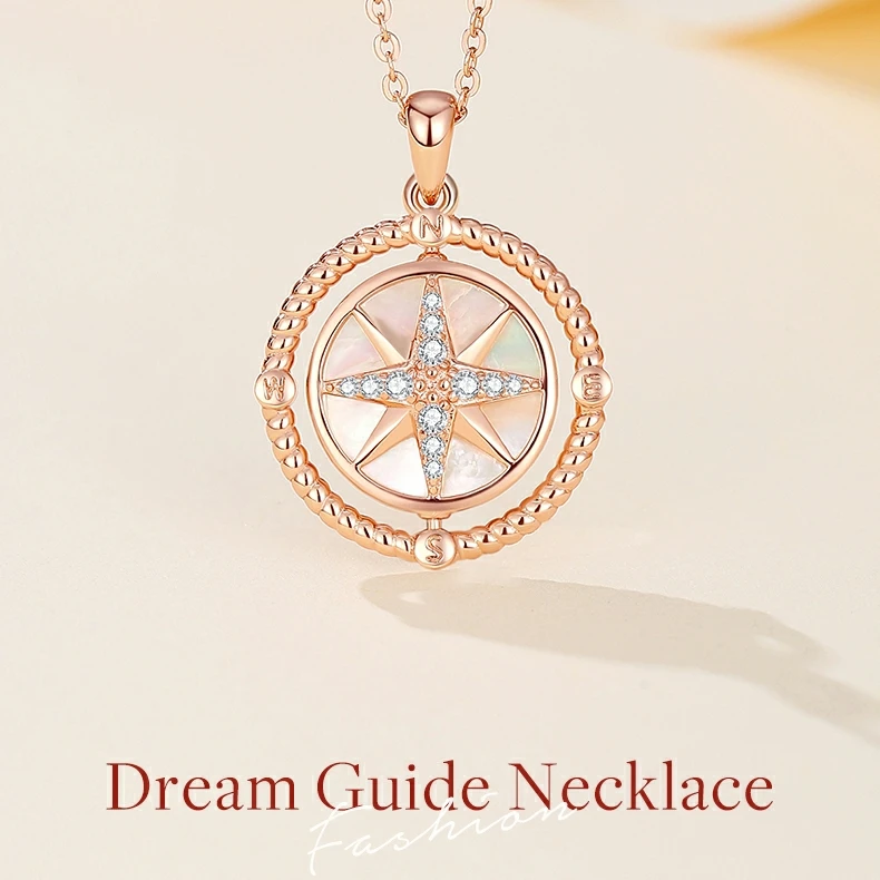 CDE YP1659 2023 Fashion Jewelry 925 Sterling Silver Compass Necklace With Zircon Joyas De Plata Silver Necklace Women