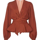 Shirt Shirts Long Sleeve Lady Shirt Fashion Blouse Shirts Orange Vintage Women Shirts
