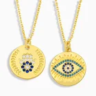 Hip-hop Eye Shape Necklace Female Turkish Blue Eyes Hand Pendant Clavicle Chain Hamsa Necklaces