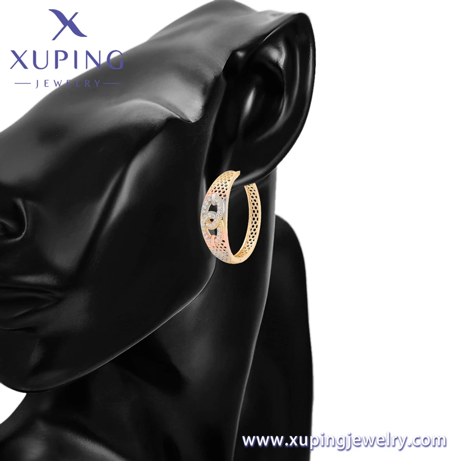A00901893 XUPING Jewelry luxury woman accessories fine jewelry woman Platinum plated gold plated copper big hoop earrings