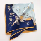 Scarf Square 2020 New Style Silk Scarf Female Vines Flower Blue Print 90 Square Scarf Cover Scarf Wholesale Customization