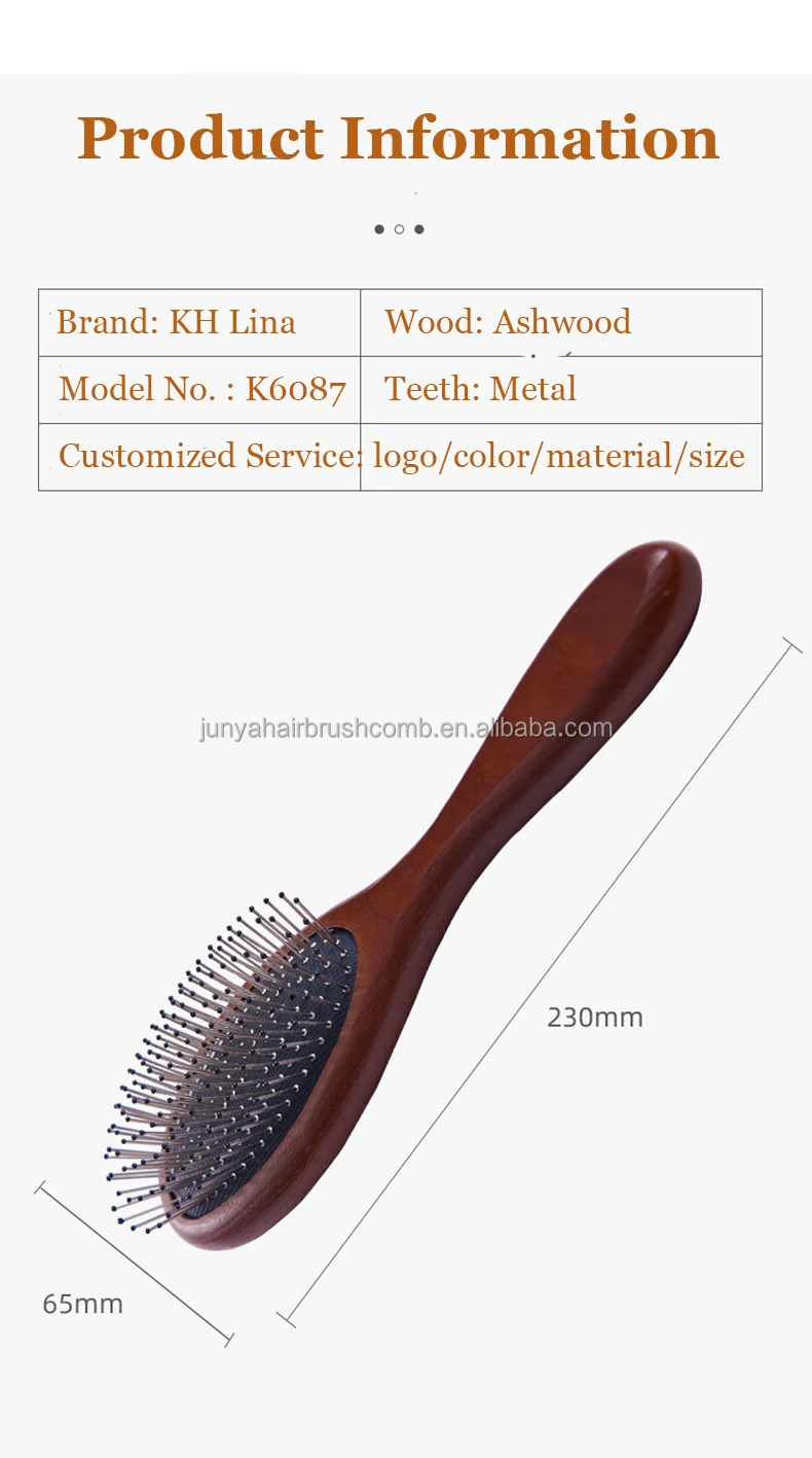 oem wooden hairbrush fashion metal bristle