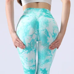 Seamless women soft leggings high waist tie dye legging scrunch butt leggings for yoga running sport