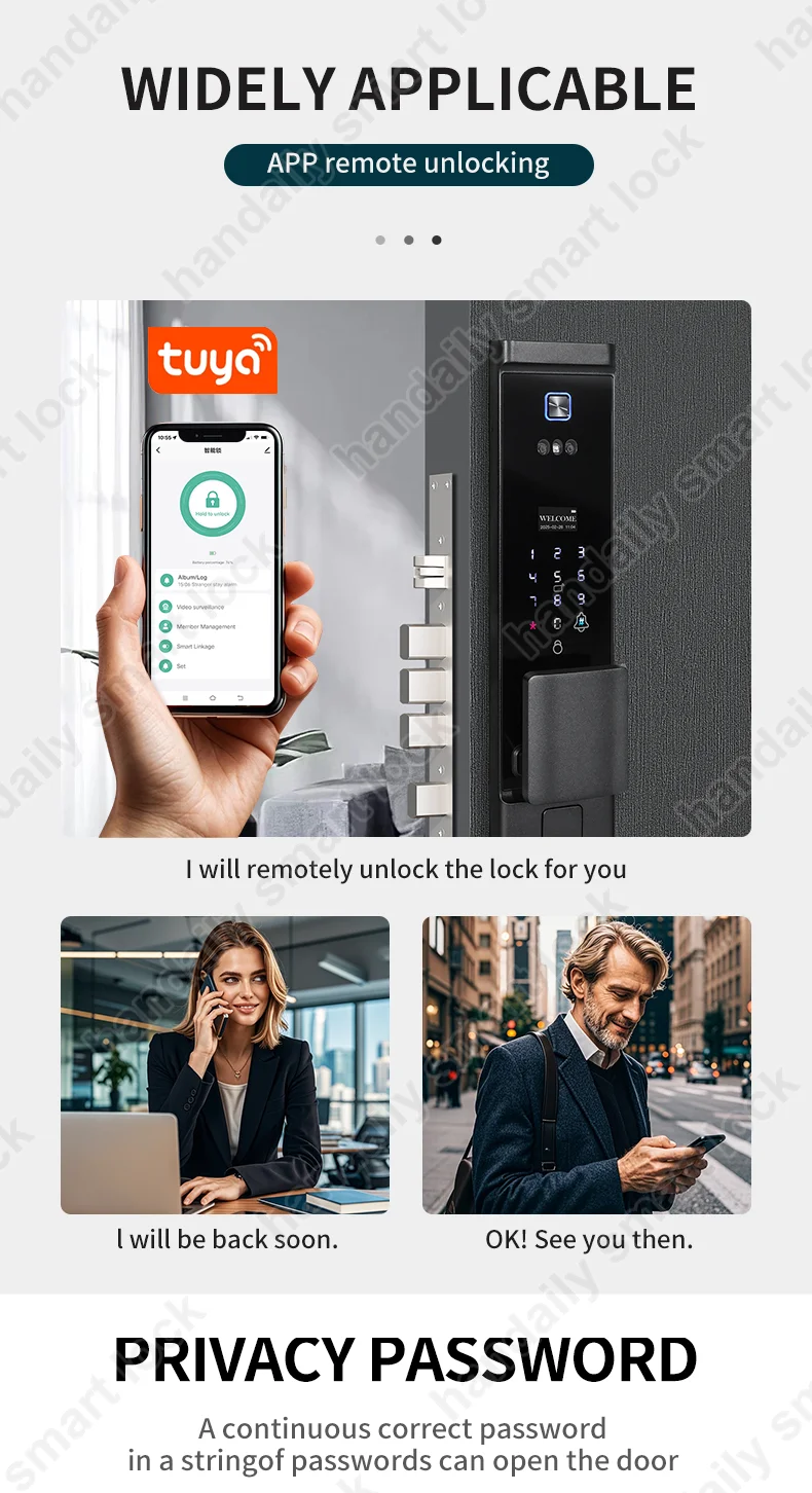 waterproof tuya app electronic digital locks 3d face recognition biometric fingerprint smart door lock with israel 6085 mortise w8852-4