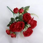 Flowers Bridal DKB-11502 Hot Sale 5 Heads Artificial Silk Rose Bouquet Flowers For Wedding Bouquet Bridal 5