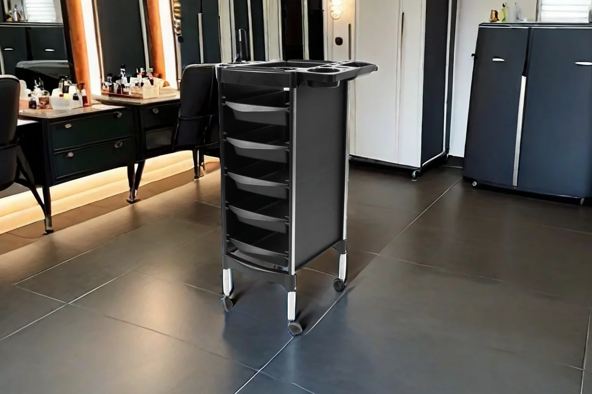 Factory direct supply salon furniture salon trolley cart BLACK trolley for salon