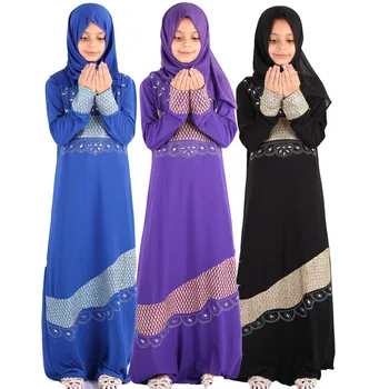 Islamic Clothing Girls Abaya for Children Child Hijab Muslim Prayer Dress for Kids Kaftans Ropa Arabe Mujer Ramadan Robe Dubai