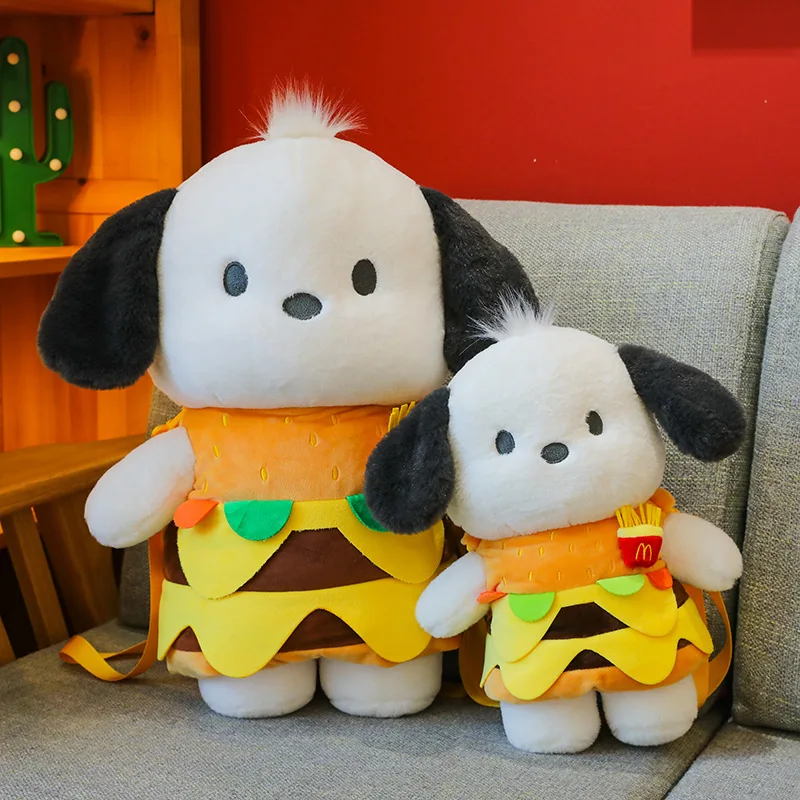 MB4 Kawaii Pochacco Hamburger Plush Doll Bag Clothes Christmas Toys Anime Cartoon Toys for Children Doll Baby Birthday Gifts