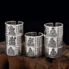 Silver Buddha Ring Silver 999 Solid Sterling Silver Buddhism Buddha Heart Sutra Band Ring For Men Women