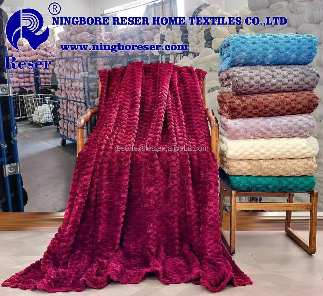 Premium Silky Flannel Fleece Velvet Throw Blanket Super Soft Reversible All-Season Use Knurling Custom Color/Size Anti-Pilling