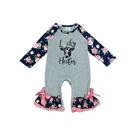 Clothes Baby GirlyMax Spring Infant Toddler Clothes Baby Girls Floral Heifer Grey Romper