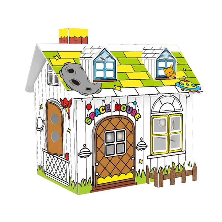 New Trend Creative Cardboard Play House Game Toys 3d Diy Graffiti Kids Tent House  Painting Drawing Toy - Buy Cardboard Play House Toy,Kids Graffiti House  Drawing Toy,Diy Doodle House Product on 