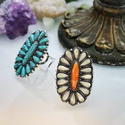 Turquoise Rings Boho Native Southwestern Navajo Turquoise Cluster Rings