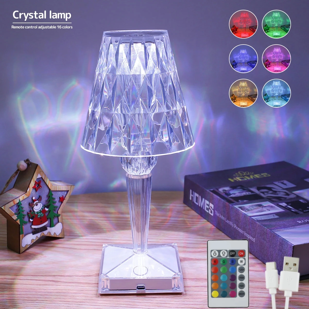 European Modern Luxury Hotel Led Crystal Portable Usb Bettery