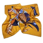 Custom Scarf Scarf Scarf Scarf Custom Decoration Peacock Digital Printed Satin Square Twill 90*90 Cm Silk Scarf