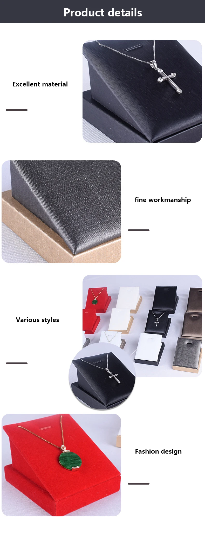 product custom small luxury jewellery jewelry diamond crystal necklace earrings studs showcase displays show trays sets for wall racks-4
