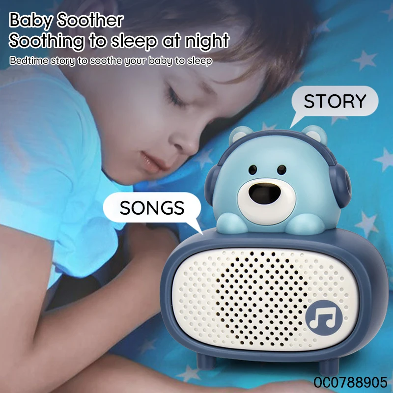Blue story telling toys machine music song wireless electronic microphone mini speaker for kids