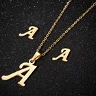 Fashion Necklace Set MSYO Fashion Stainless Steel 26 Letter Necklace And Earring Set For Women
