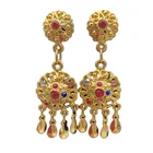 Stone Jewelry Ethnic Women's Red Flower Tassel Earrings Retro Stone Earrings Fashion Jewelry