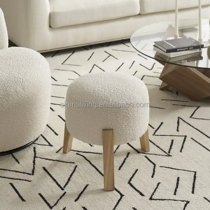 New indoor furniture wood base ottoman lovely high-quality living room armchair stool