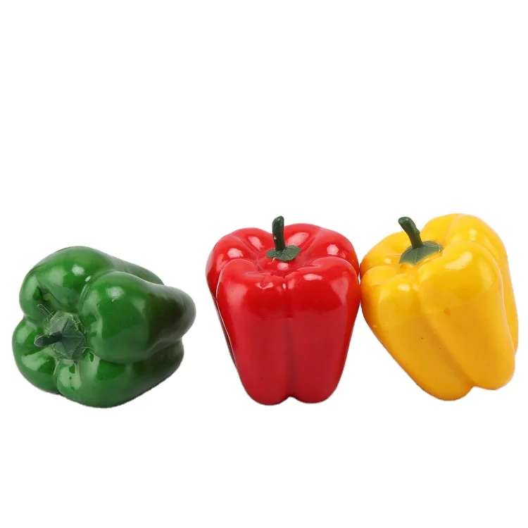 Plastic Decorative Vegetable Peppers Fake Artificial Bell Pepper Yellow 