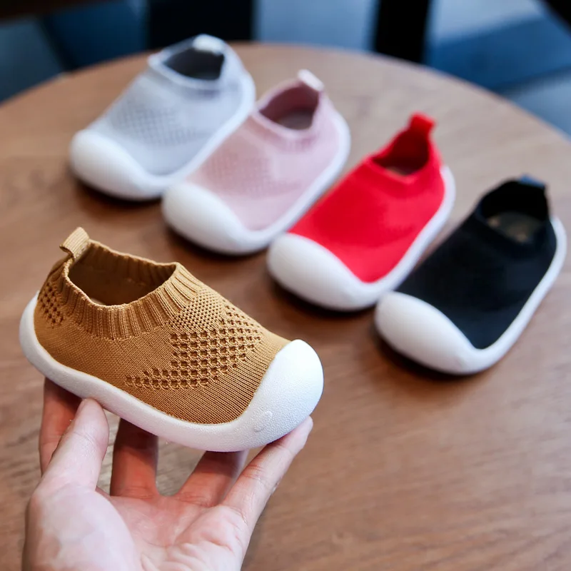 Hot-Selling Spring Summer New Baby Sneakers Soft Bottom Toddler Shoes with Breathable One-Pedal Knitted Set for 1-8 Years Old factory