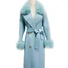 Wool Designer Coats Fluffy Fox Collar Loose Size Double Breasted Long Cashmere Coat Women Fashion Wool Coats Women