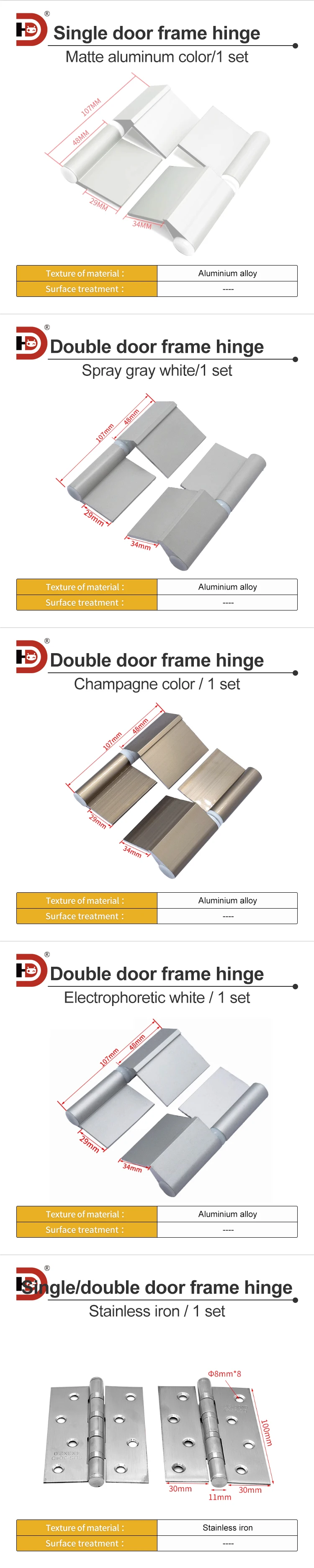 Cleanroom Aluminum Profile Double Door Frame Single Door Frame Hinge Clean Workshop Aluminum Profile Accessories Hinge factory