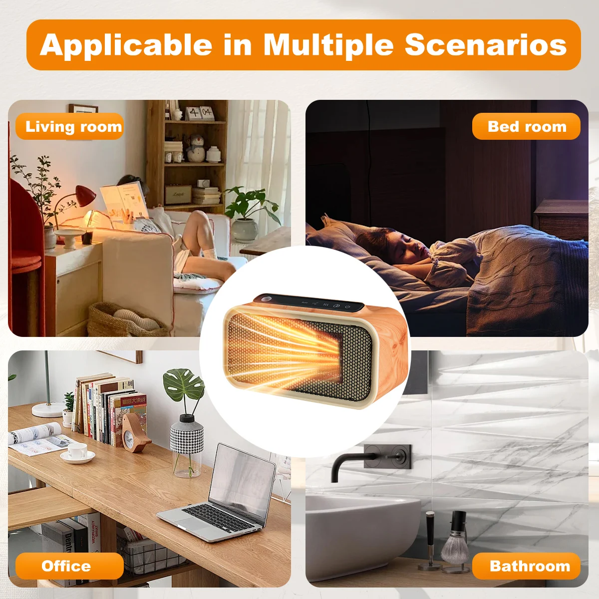 Convector Electric Room Heater, Portable, 700W, Plastic, PTC - detail 14