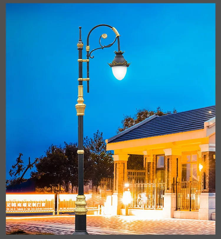Custom vintage outdoor post lamp villar park community Street 3m 4m 5m aluminum light pole lamp post