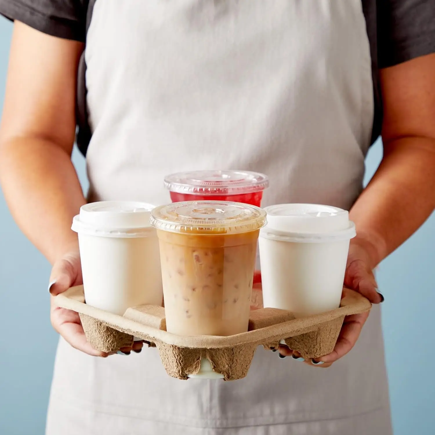 Custom Compostable Paper Pulp Fiber Disposable Drink Tray to Go 1/2/3/4 Cup Holder Carrier for Hot or Cold Drinks Takeout supplier