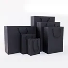 Custom Logo Printed Recycled Black Paperboard Bag With Twisted/Flat Handles For Packaging Shopping