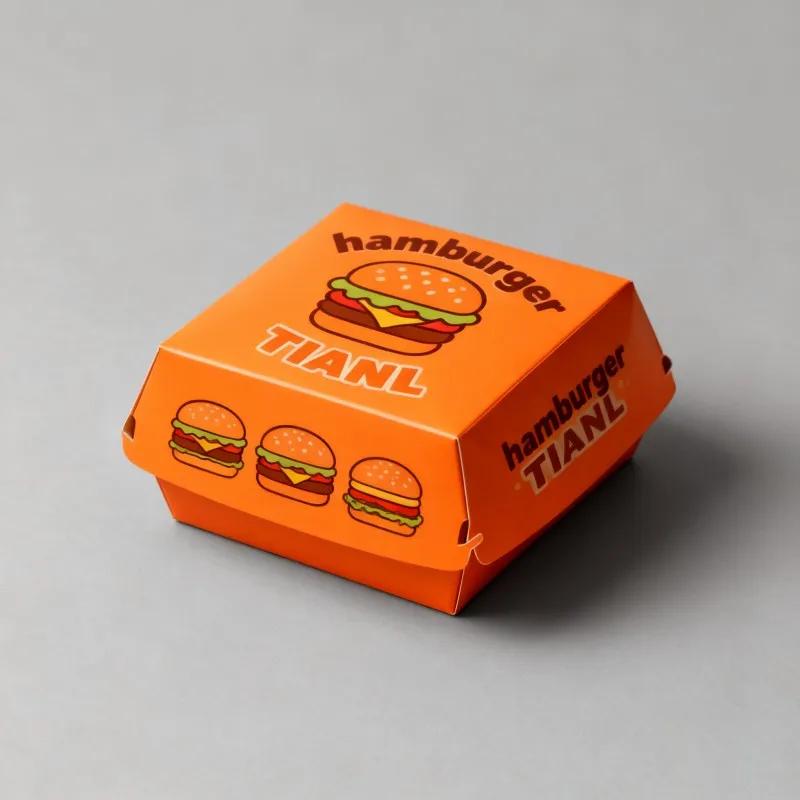 high quality hamburger packaging box digital printing oil proof sandwiches paper box biodegradable orange fast food paper box customized hamburger packaging boxes hamburger box factory paper box customization factory-6
