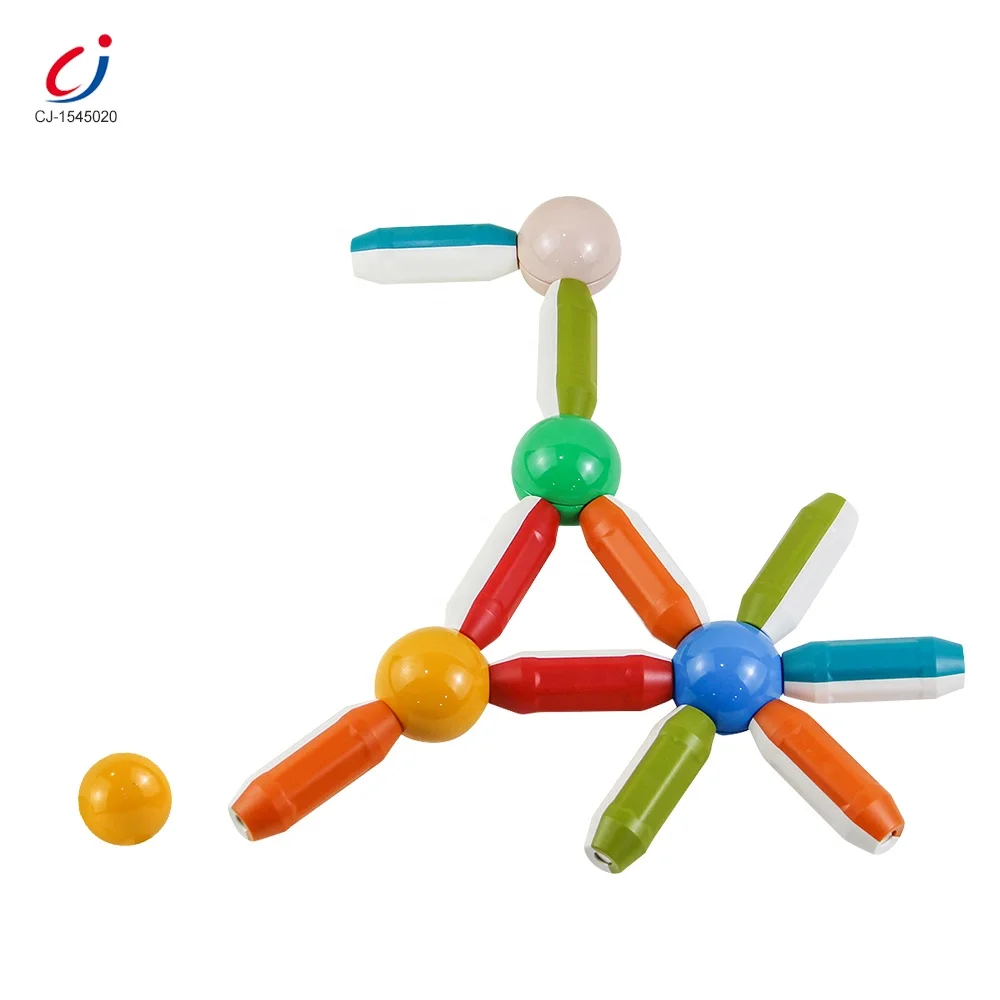 Kids creative flexible large size stick building blocks game magnet educational stem toys 3d magnet balls and rods set