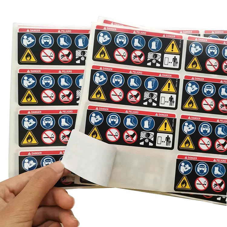 custom strong Adhesive PVC Warning Labels Electric Danger Sign Vinyl Sticker Electric shock warning sign logo stickers