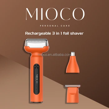 MIOCO Rs6226 Fashionable 3-in-1 Cordless Hair Trimmer Clipper Shaver Set Nose & Ear Trimmer Detachable Battery Fast Charging