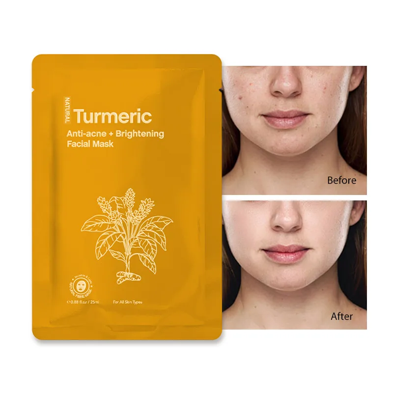 Wholesale Private Label Skin Care Facial Mask Organic Acne Treatment Sheet Turmeric Face Mask