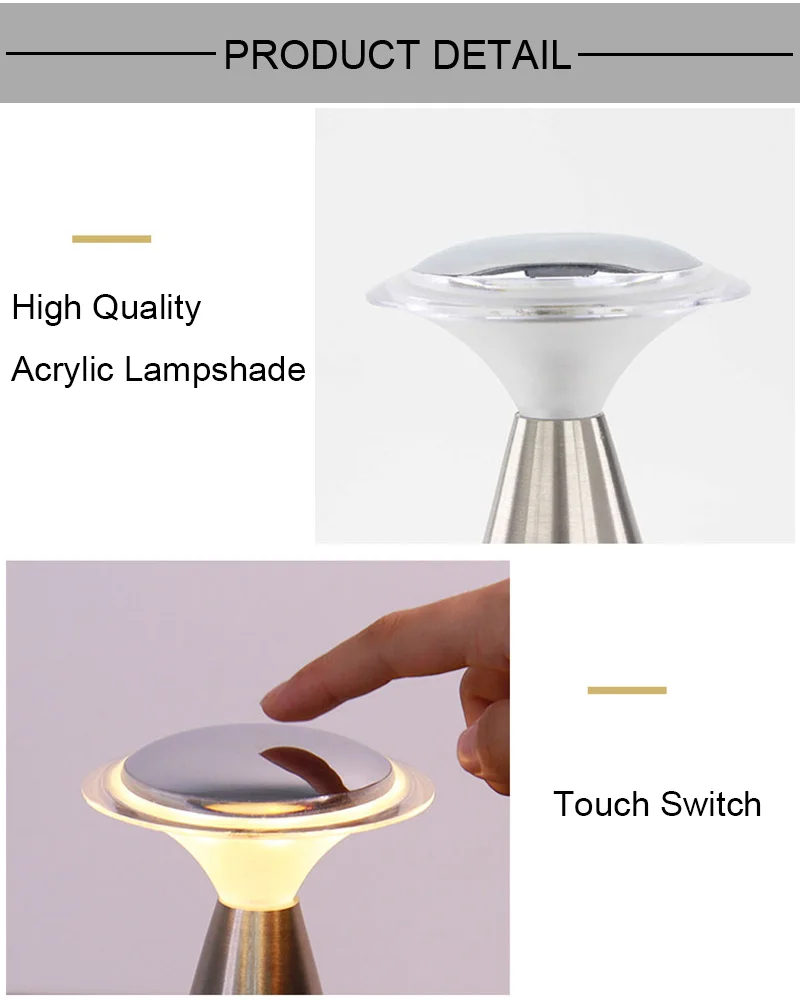 Dimmable Coffee Touch Control Lamparas Para Mesas De Noche Romantic Bedroom Lamps Bedside Cordless Table Lamp Restaurant