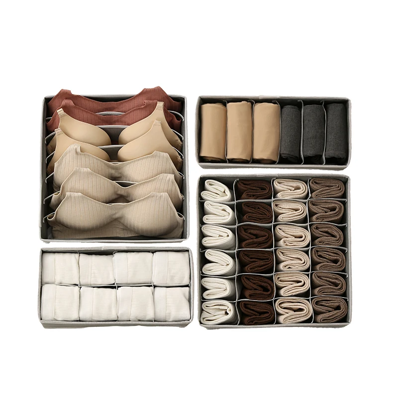 Drawer Organizer Clothes 4 PCS Set Foldable Underwear Organizer and Wardrobe Closet Storage Box for Socks