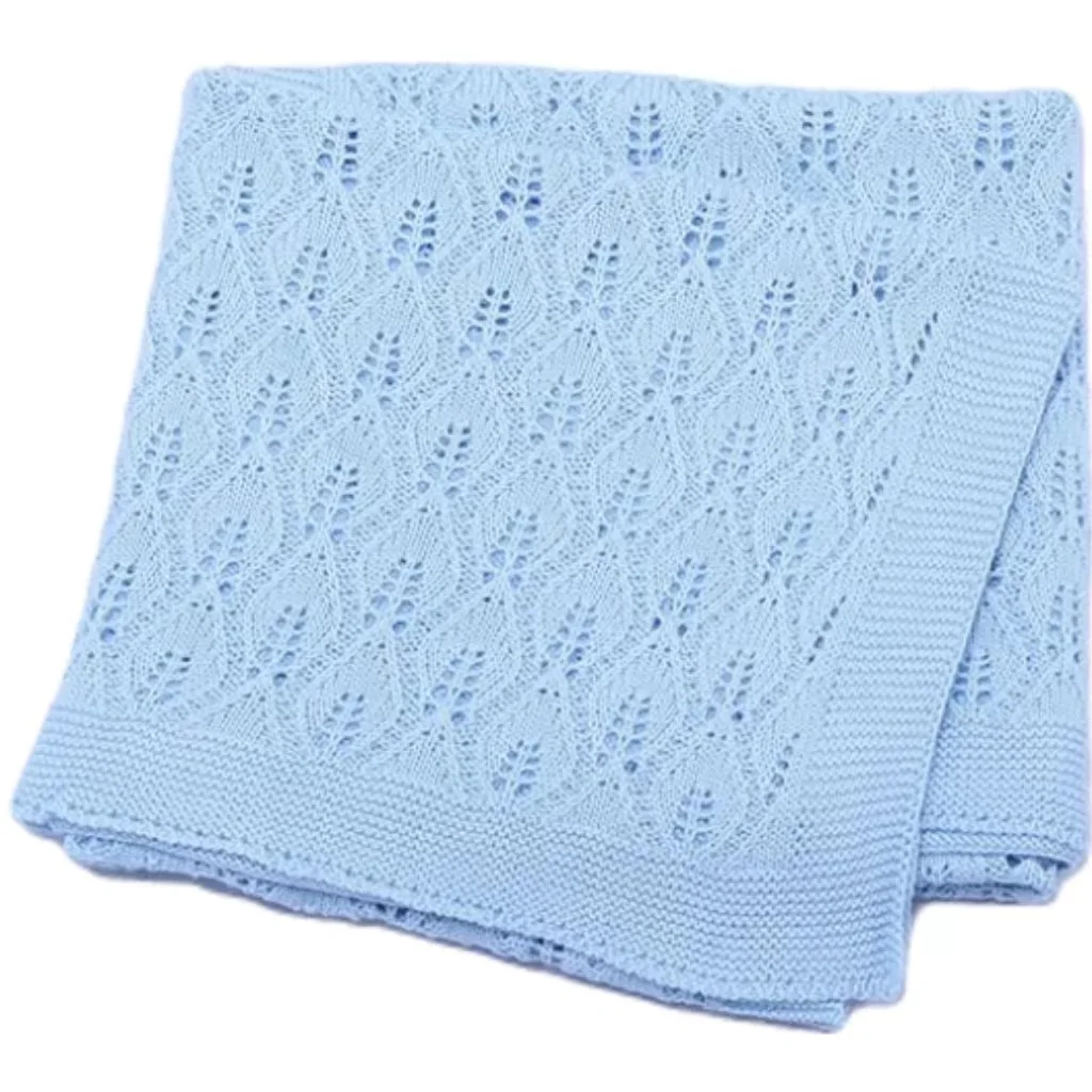 Cotton Knit Toddler Blanket Unisex Cuddle Stroller Crib Swaddle Blanket Soft Receiving Swaddle Blanket for Toddler Stroller