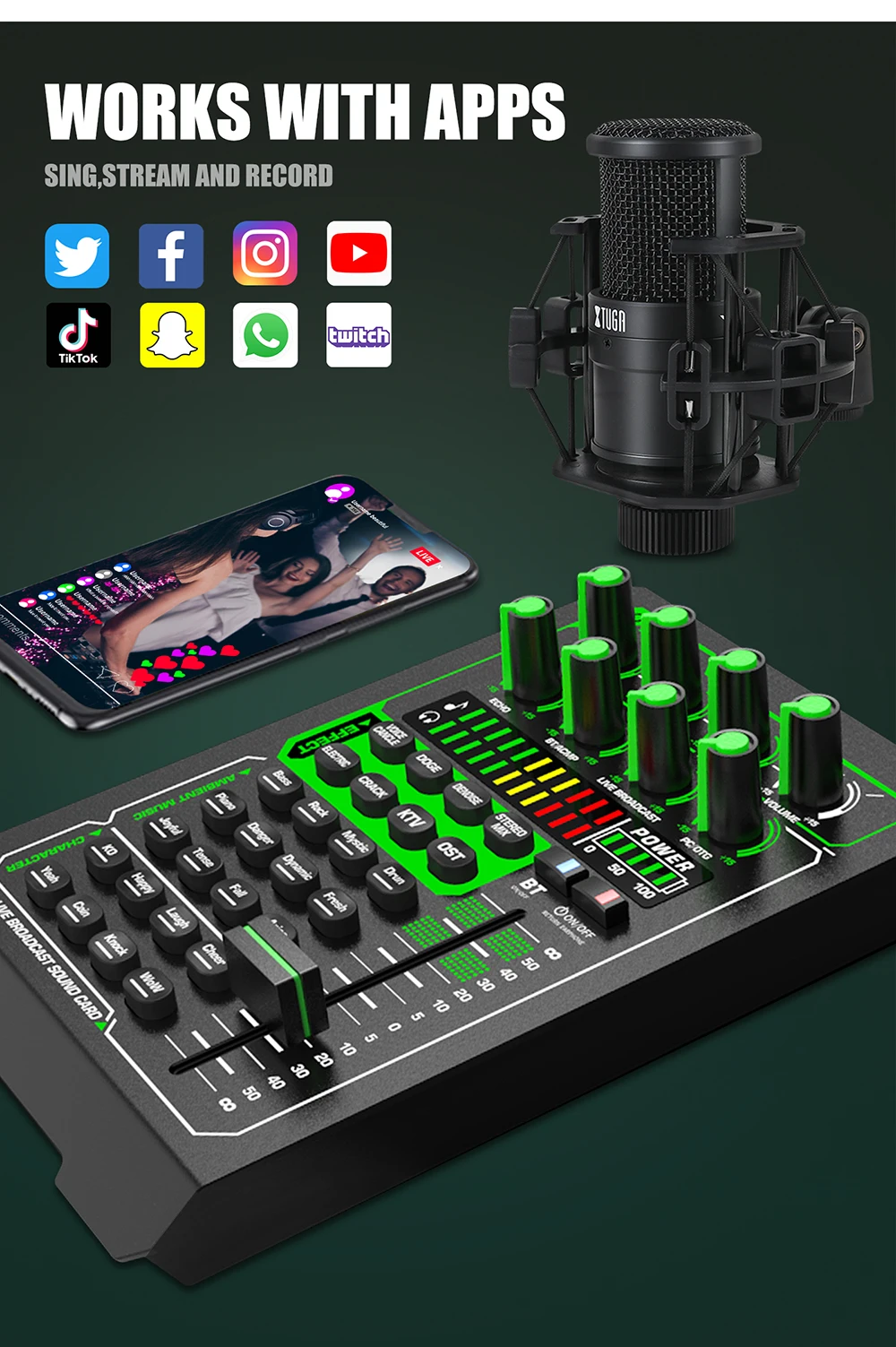 E1 professional recording studio audio recording live microphone external sound card
