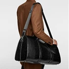 Leather Bag Custom Logo Black Crocodile Pu Leather Travel Outdoor Weekender Duffle Luggage Bag For Man