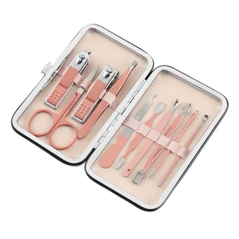 Anniversary Gift Portable Travel Case 10 Pieces Rose Gold Manicure Pedicure Set for Women