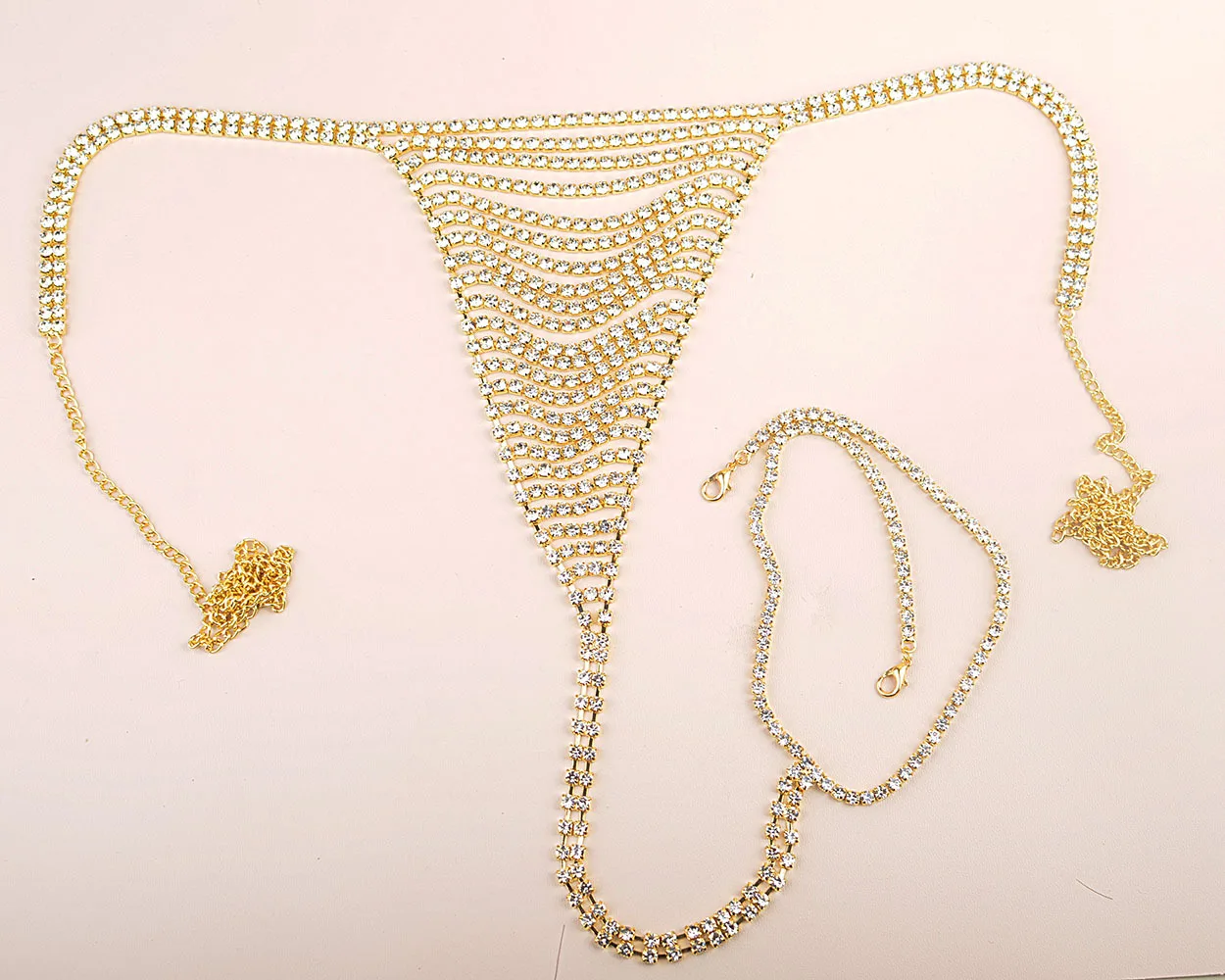 Sexy Rhinestone Panties Thong Crystal Waist Belly Bikini Body Chain