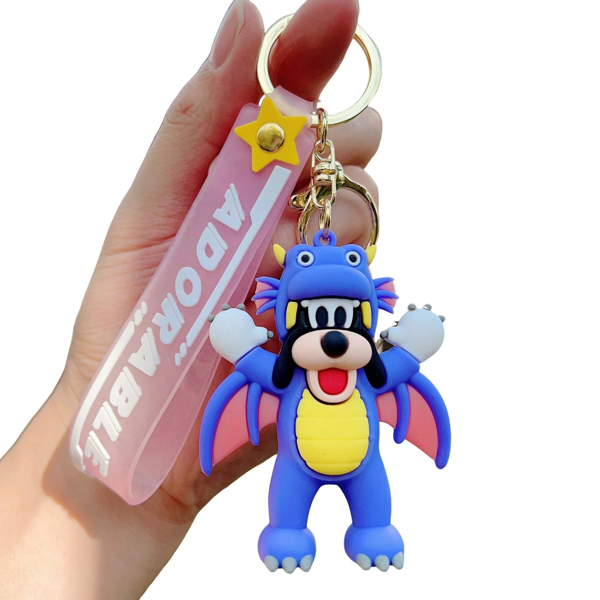3D Doll Keychain Lovely purple Cartoon Goofy Key Chain Car Key Bag Pendant Accessories Promotional Gift Keyrings