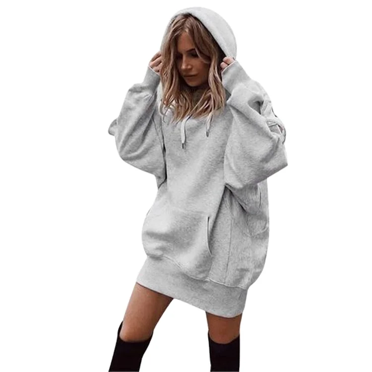 Oversized Hoodie Dress,Plain Sweatshirt 