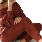 Hot Sell Warm Winter 2021 Ladies Cozy Knit Set Women 2 Piece Fashion Women Clothing Autumn Sweater Fall 2 Piece Set