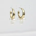 Earrings Pearl Hot Sale Cute C-shaped Hoop Geometric Earrings Long Pearl Earrings Gold Plated 18k Jewelry