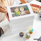 Paper Paper Box Suppliers Customize Size Plastic Storage Birthday 12 Cavity Pastry Box Paper Cupcake Boxes 12 Hole